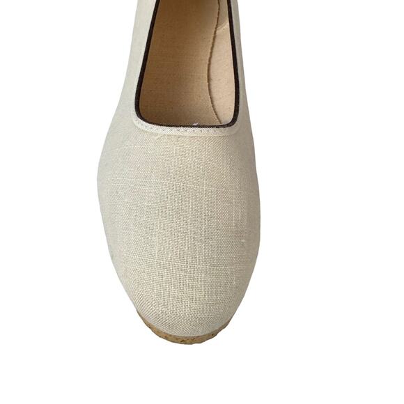 Canvas Ballet Flats Womens Size 10 Textured Rubber Outsole Cream Brown - Picture 6 of 12